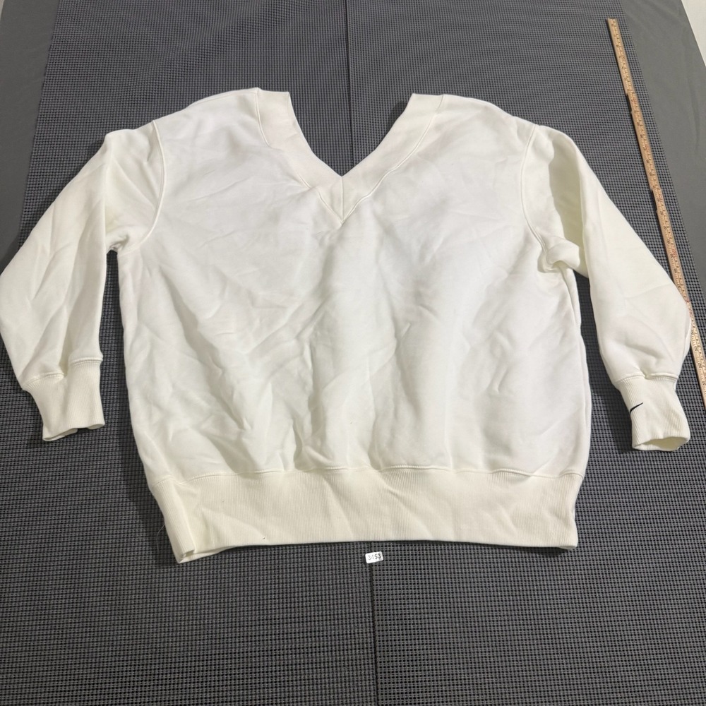 Nike Womens White Deep V-Neck Sweatshirt Size L